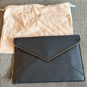 Rebecca Minkoff Black Envelope Clutch with Gold Trim